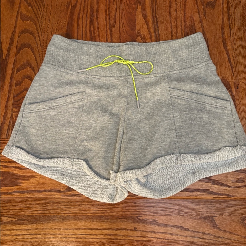 Betsey Johnson Gray & Yellow Athletic Shorts - Neon Drawstring - Excellent!!